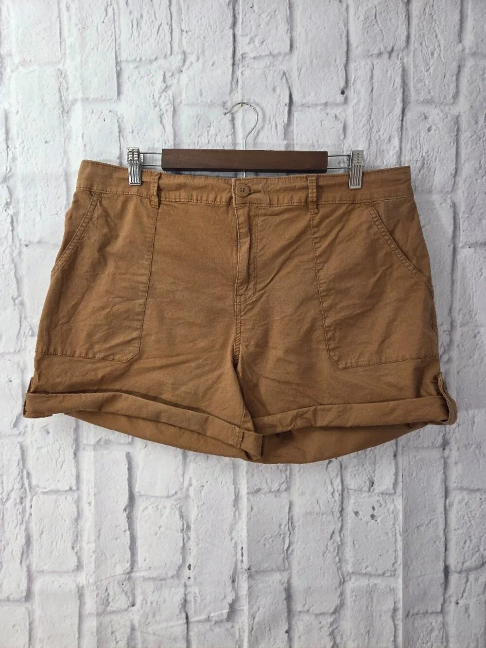 Social Standard by Sanctuary XXL Dark Tan Button Cuff Casual Summer Shorts